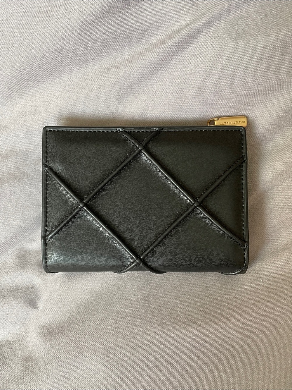 Charles & Keith Eleni Quilted Wallet in black XXS